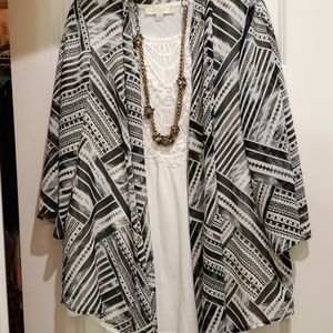 Great black and white open front kimono
